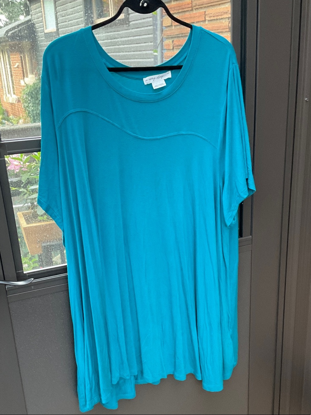Penningtons Teal Short-Sleeve Swing Tunic Top